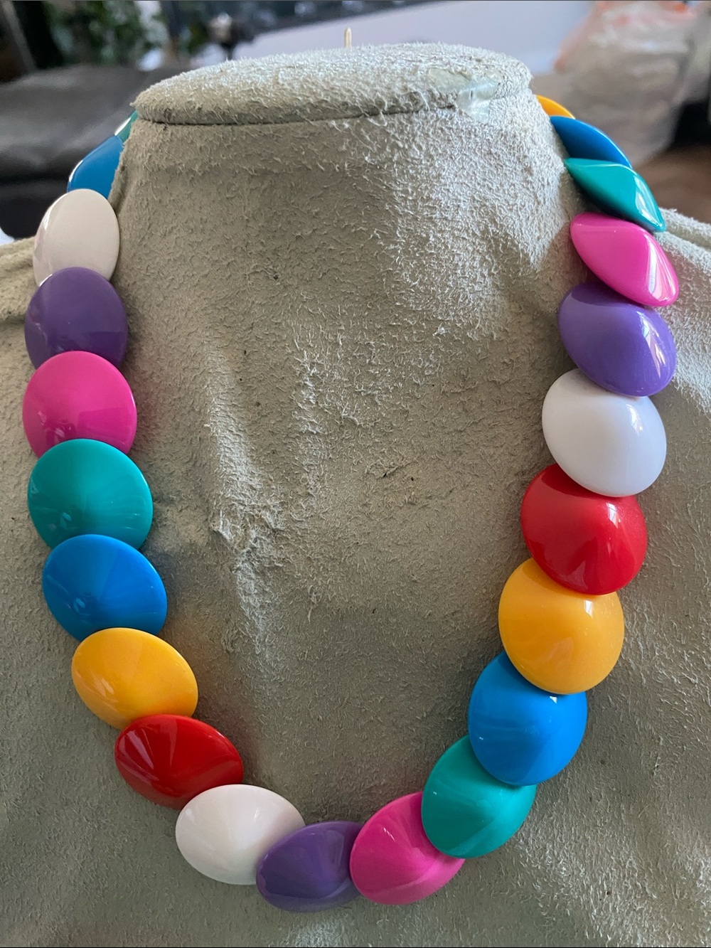 Vintage Colorful Multicolor Statement Disc Necklace